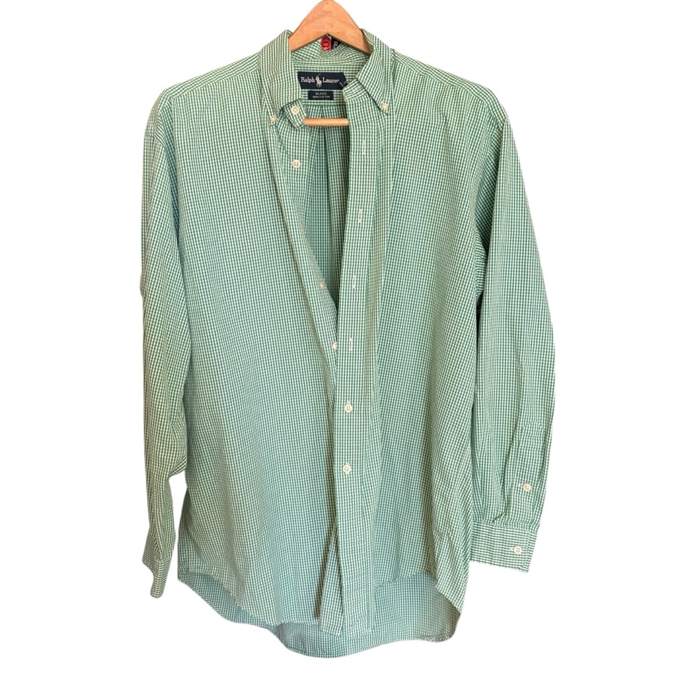 Polo Ralph Lauren Blake, green check long sleeve shirt large - Picture 2 of 9